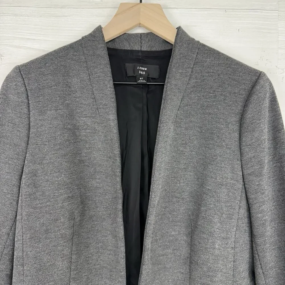 J.Crew Going Out Blazer Size‎ 8 Tall Gray Open Front Stretch Knit Twill Office